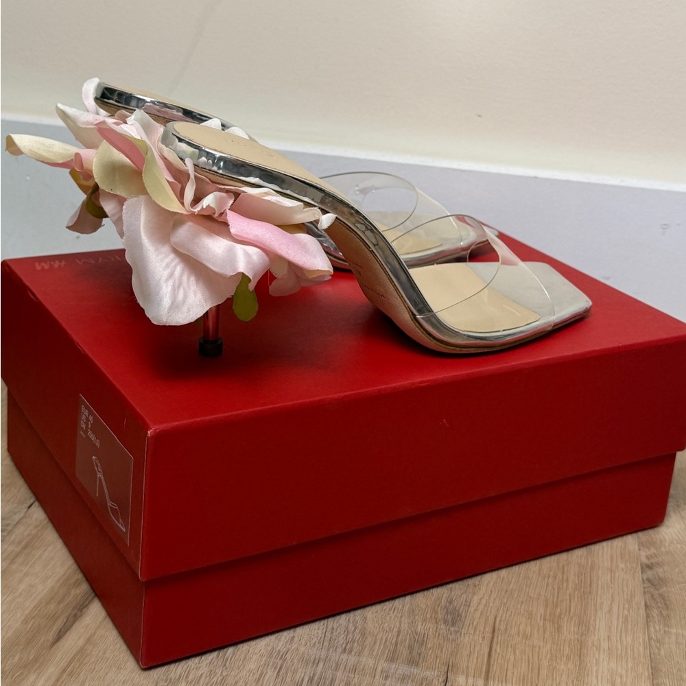 Magda Butrym x H&M Clear Heels with Pink Floral Details new sz 40